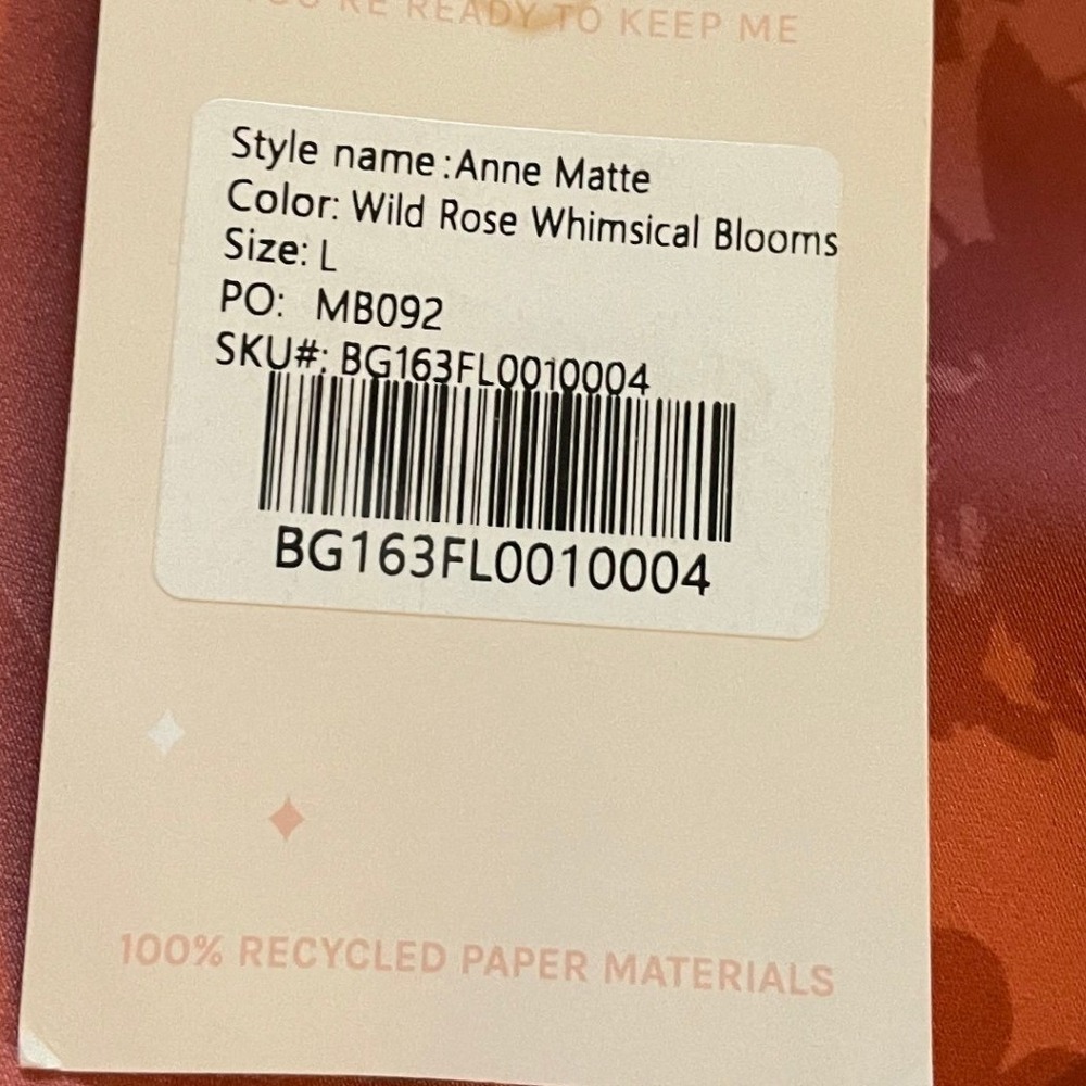 NWT Birdie Grey Anne Matte Wild Rose Whimsical Blooms Sz L Lace Up Coset Back - Picture 5 of 11